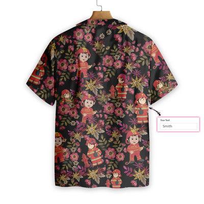Firefighter Hawaiian Shirt Custom Name, Cute Floral Firefighter Personalized Aloha Shirt For Men - Gift For Firefighter, Husband, Family, Friends - Image 3
