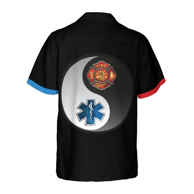 Firefighter Hawaiian Shirt, Firefighter And Paramedic Yin And Yang Aloha Shirt For Men - Gift For Firefighter, Husband, Boyfriend, Family, Friends - Image 3