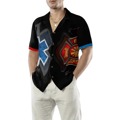 Firefighter Hawaiian Shirt, Firefighter And Paramedic Yin And Yang Aloha Shirt For Men - Gift For Firefighter, Husband, Boyfriend, Family, Friends - Image 5