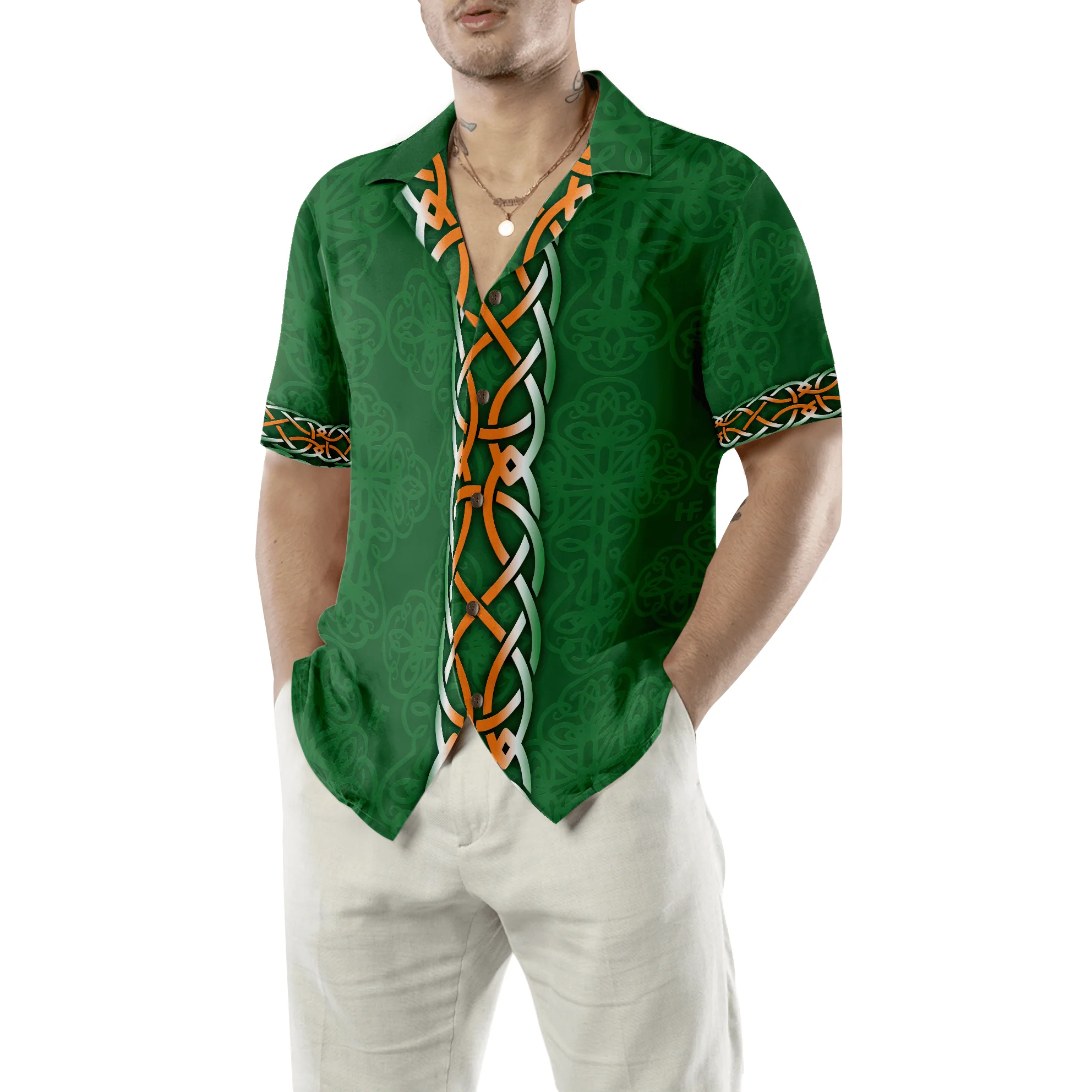 Firefighter Irish Braitre Thar Gach Ni Hawaiian Shirt, Green Cross Axes Irish Fire Dept, Colorful Summer Aloha Shirts Perfect Gift For Men Women - Image 4