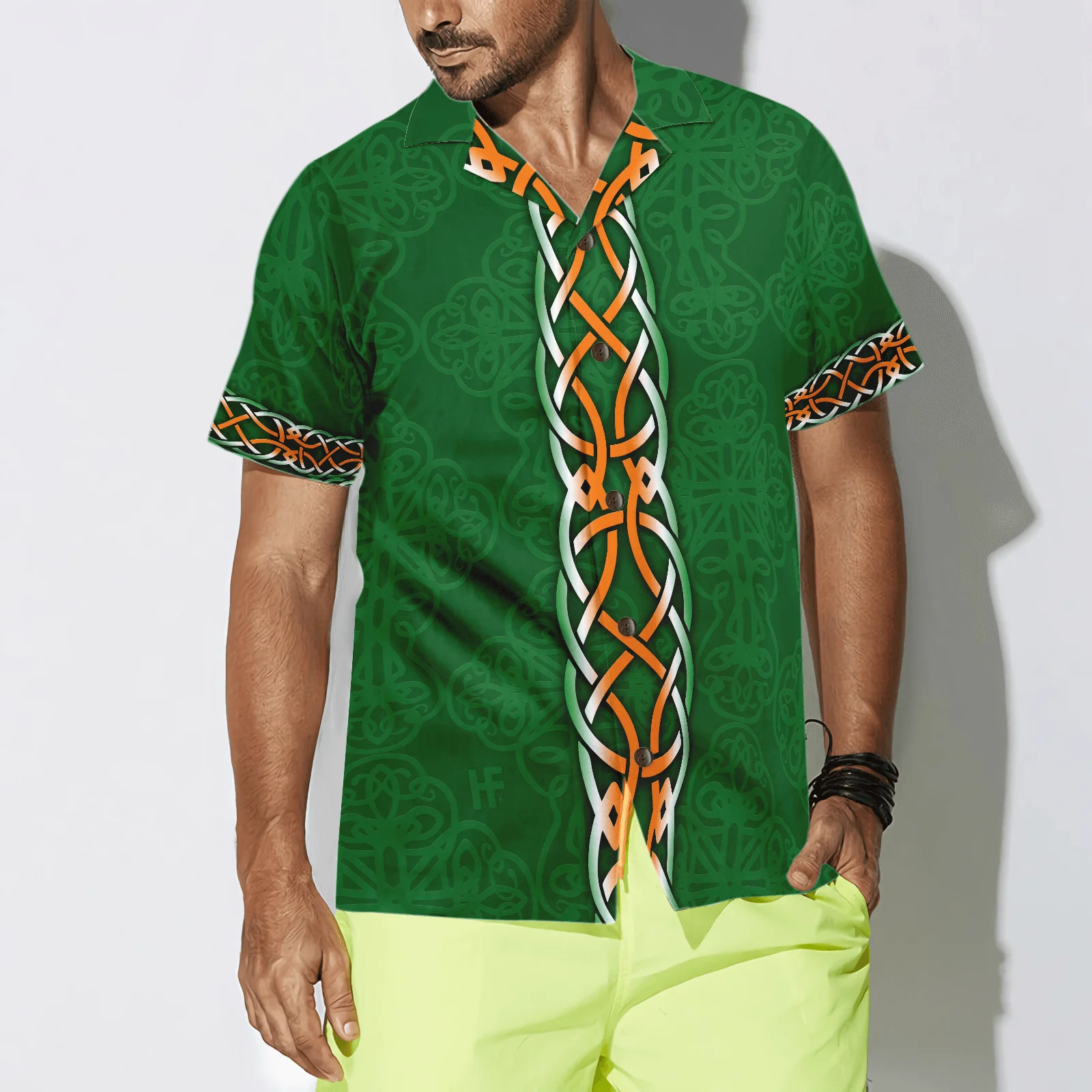 Firefighter Irish Braitre Thar Gach Ni Hawaiian Shirt, Green Cross Axes Irish Fire Dept, Colorful Summer Aloha Shirts Perfect Gift For Men Women - Image 5