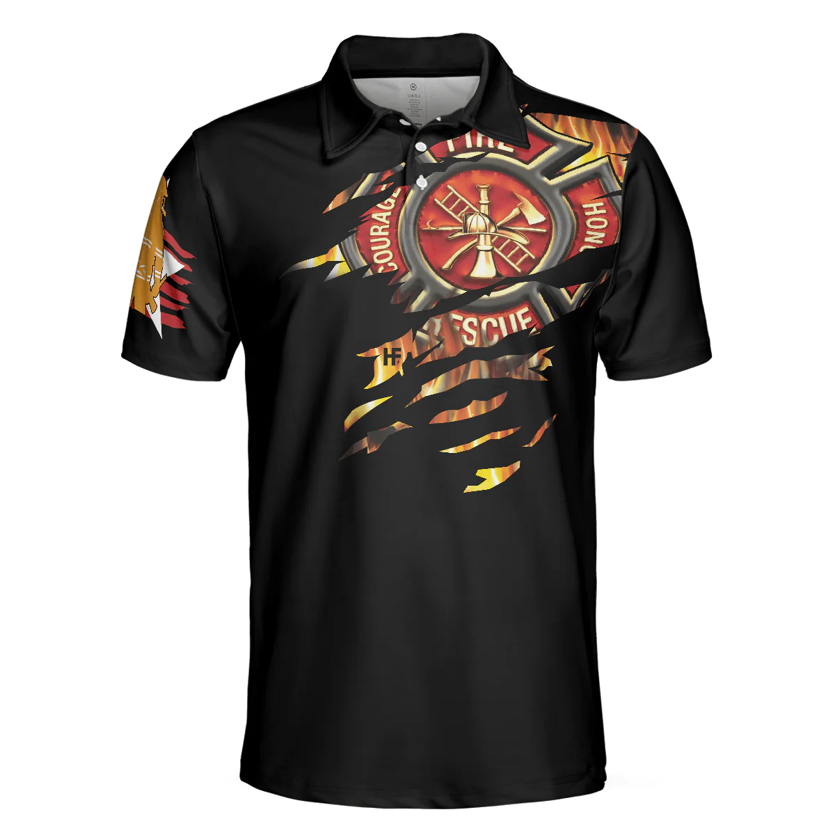 Firefighter Men Polo Shirt, American Firefighter Logo, Black Firefighter Shirt For Men - Cool Gift For Firefighters, Husband, Family, Friends - Image 3