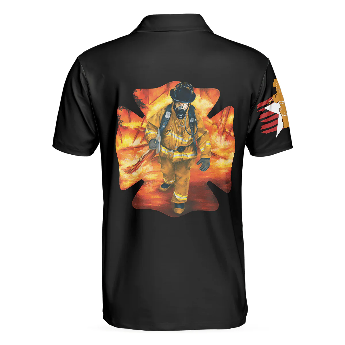 Firefighter Men Polo Shirt, American Firefighter Logo, Black Firefighter Shirt For Men - Cool Gift For Firefighters, Husband, Family, Friends - Image 4