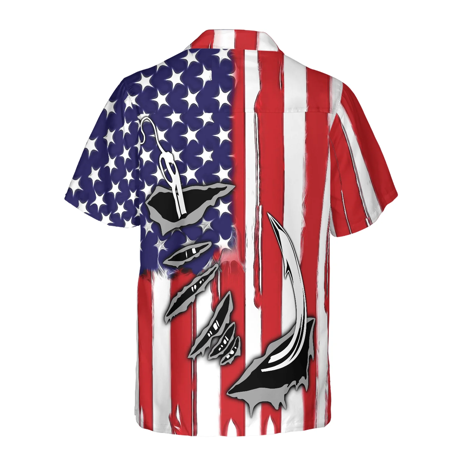 Fish Hook American Flag Hawaiian Shirt, Colorful Summer Aloha Shirt For Men Women, Perfect Gift For Husband, Wife, Friend, 4th July, Fishing Lover - Image 3