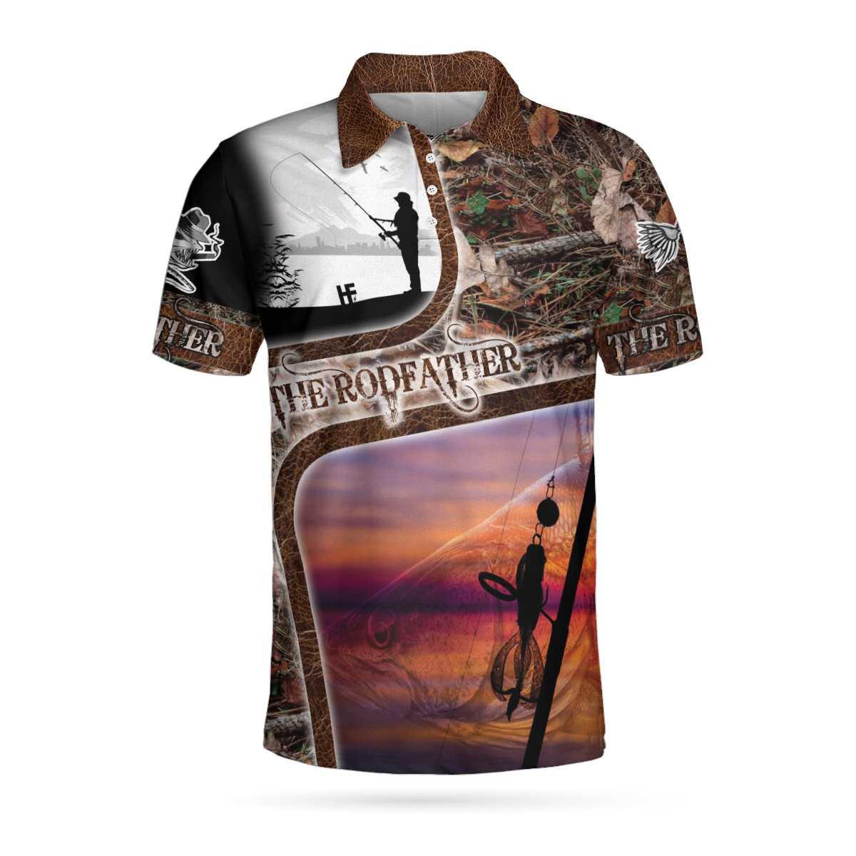 Fisherman Polo Shirt, A Great Fisherman Isn't Born Great Print Polo Shirt, The Rodfather Polo Shirt- Best Gift Fishing Shirt For Men - Image 3