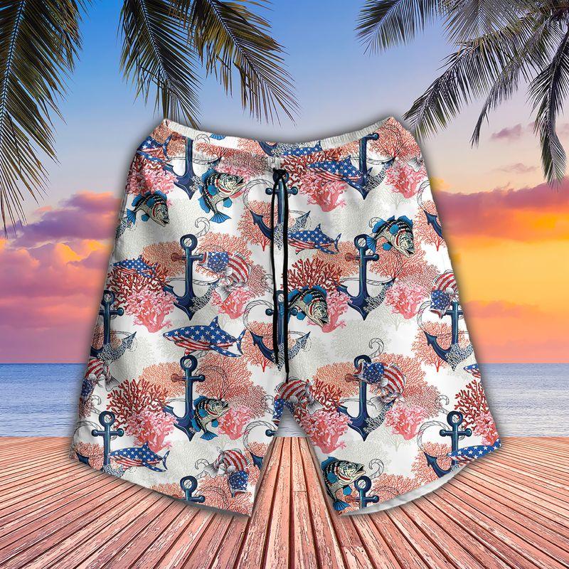 Fishing Aloha Hawaiian Shirts For Summer, Fish USA Flag Bass Fishing Style American Patriot Hawaiian Set Outfits For Men Women, Gift For Friend - Image 3