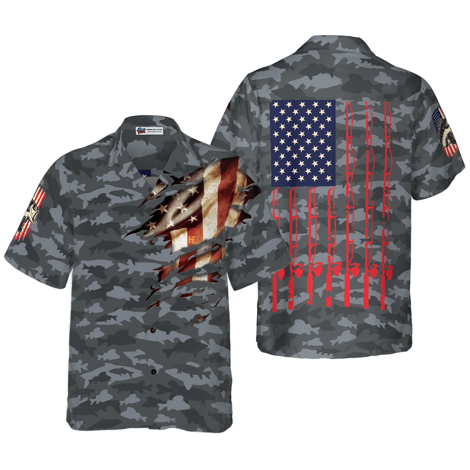 Fishing American Flag Hawaiian Shirt, Colorful Summer Aloha Shirt For Men Women - Perfect Gift For Friend, Family, Husband, Wife