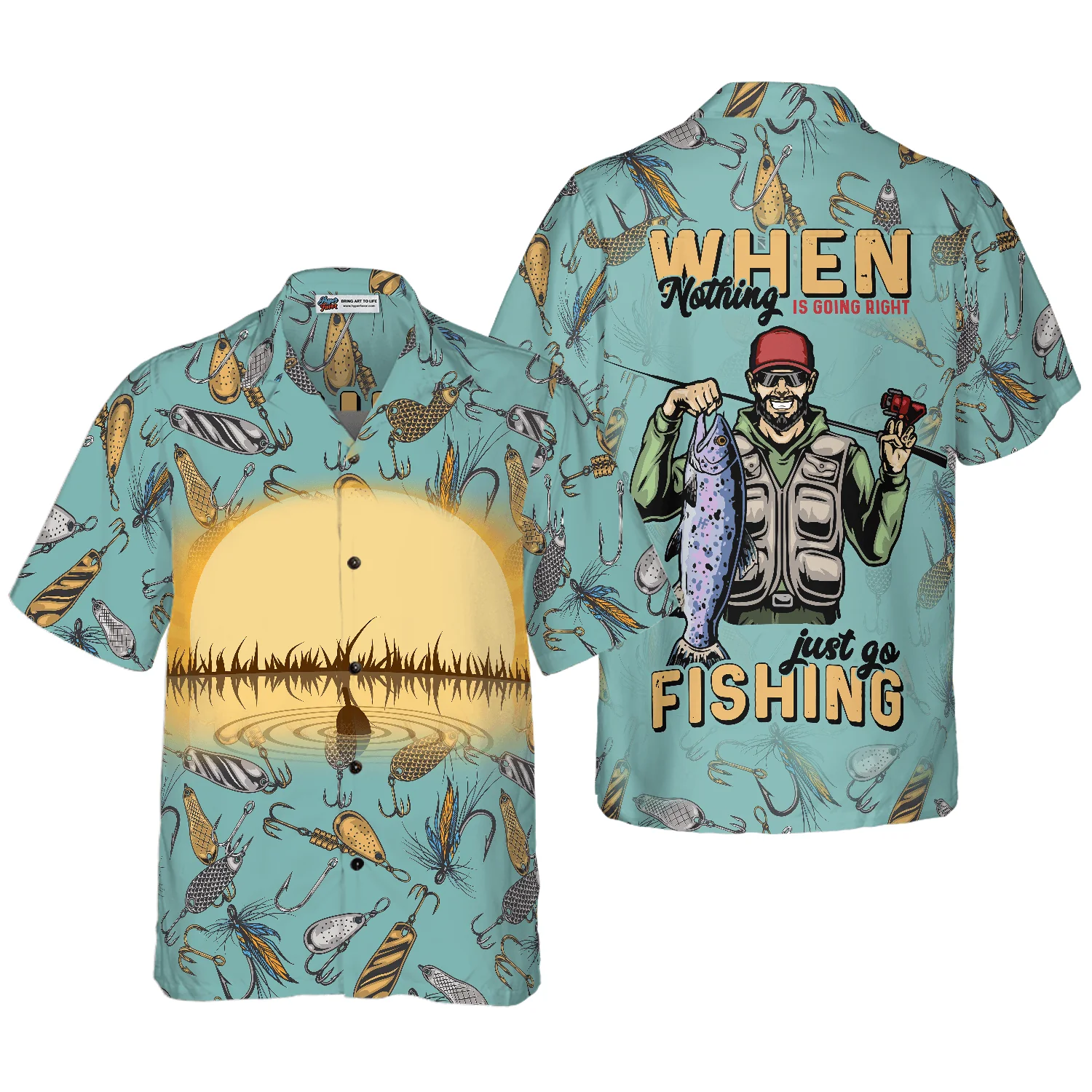 Fishing Hawaiian Shirt, When Nothing Is Going Right Go Fishing, Colorful Summer Aloha Shirt For Men Women, Gift For Friend, Team, Fishing Lovers