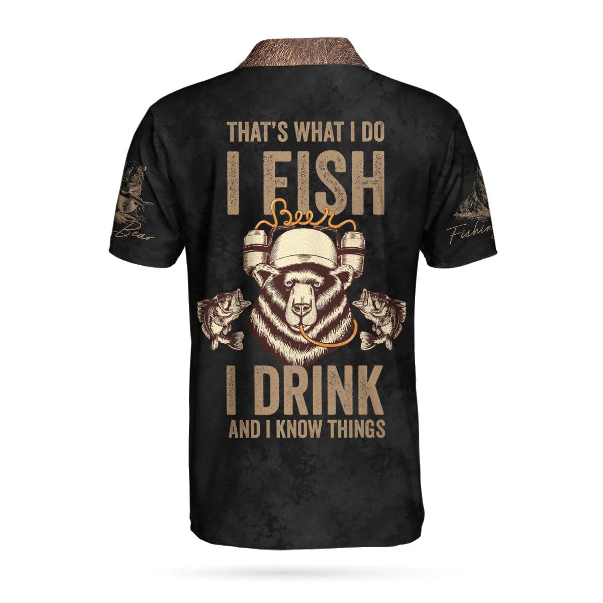 Fishing Polo Shirt, I Fish And I Drink Polo Shirt, Brown Bear Polo Shirt, Best Fishing Shirt - Perfect Gift For Men, Fishing Lovers - Image 2