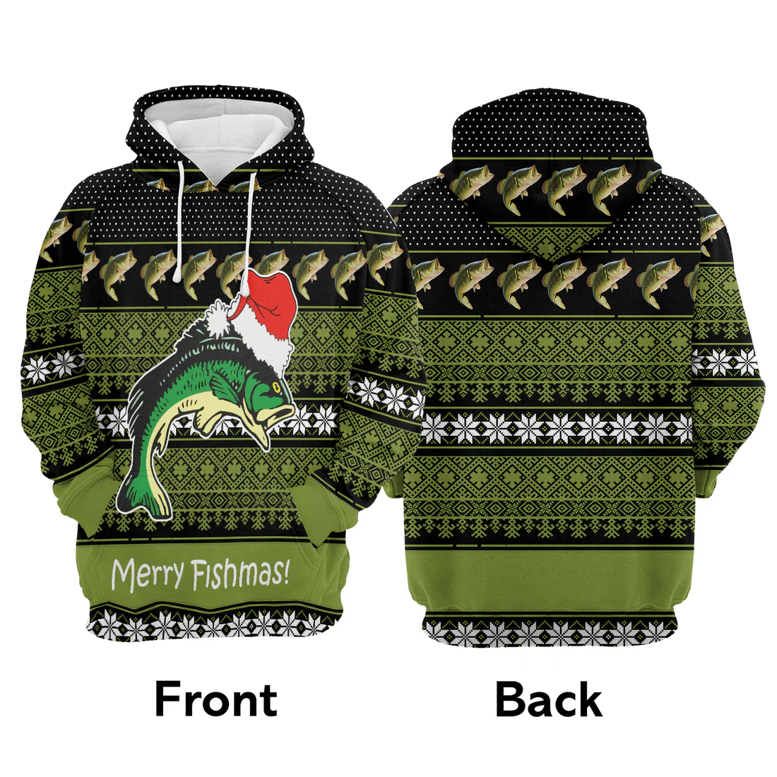 Fishing Premium Christmas Hoodie, Fishing Merry Fishmas Funny Unisex Hoodie For Men & Women - Perfect Gift For Christmas, Fishing Lover - Image 3