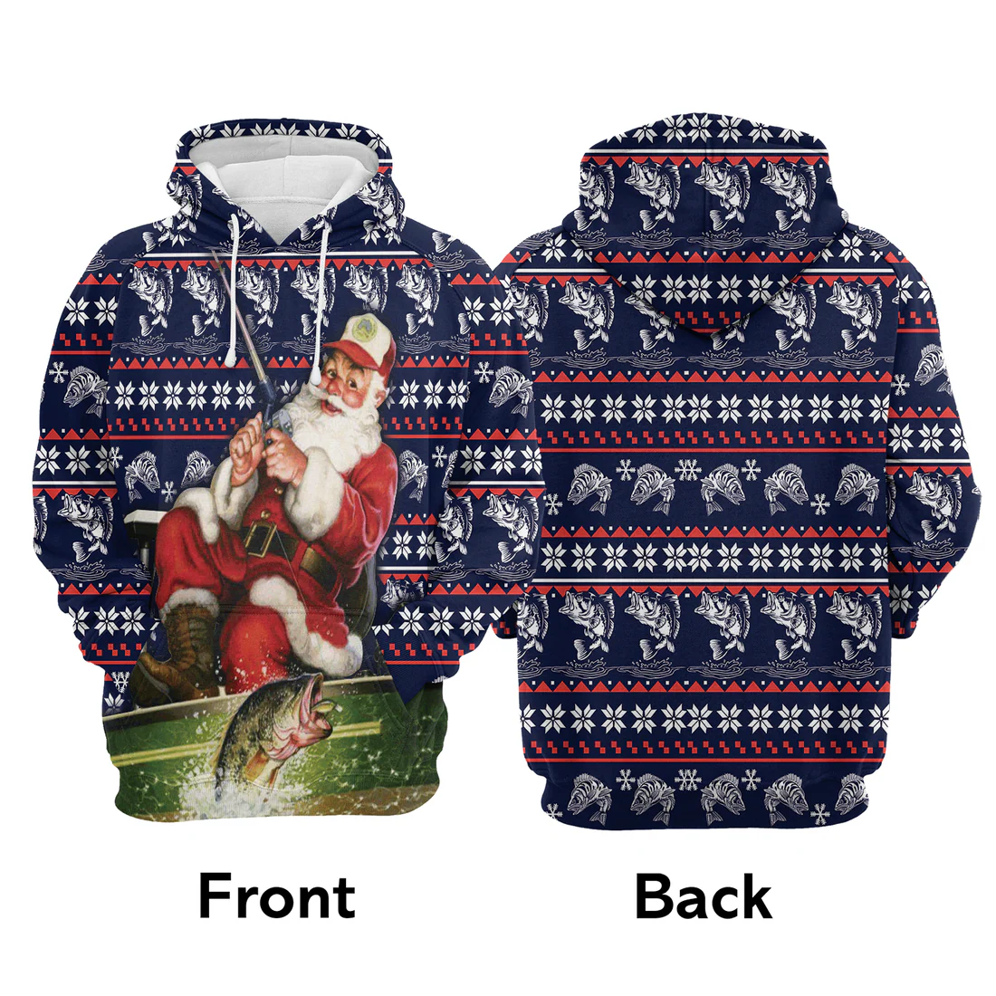 Fishing Premium Christmas Hoodie, Santa Fishing Unisex Hoodie For Men & Women - Perfect Gift For Christmas, Fishing Lover - Image 3