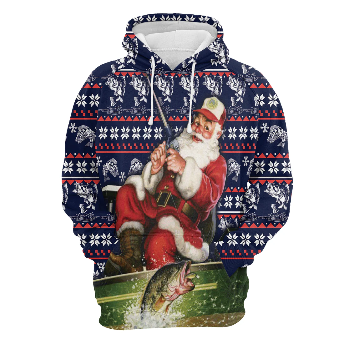 Fishing Premium Christmas Hoodie, Santa Fishing Unisex Hoodie For Men & Women - Perfect Gift For Christmas, Fishing Lover - Image 4