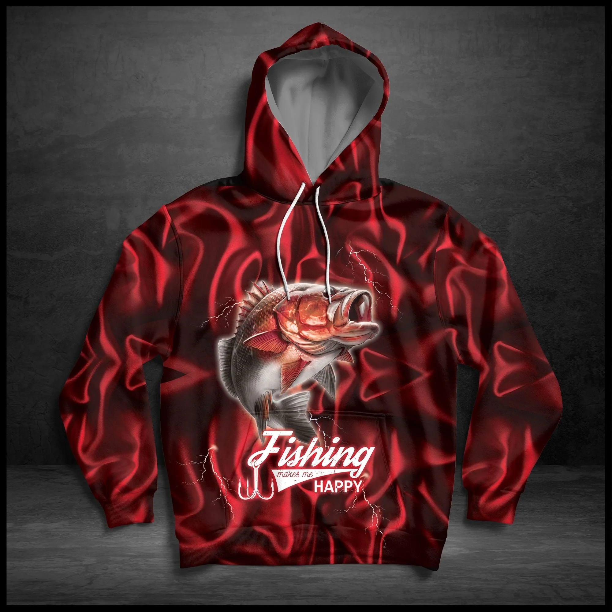 Fishing Pullover Premium Hoodie Fishing Makes Me Happy, Perfect Outfit For Men And Women On Christmas New Year Autumn Winter - Image 3