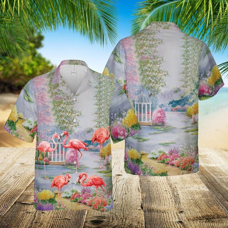 Flamingo Aloha Hawaiian Shirt - Flamingo Flowers Printed Summer Hawaiian Shirt, Flamingo And Flower Hawaiian Shirt For Men & Women, Flamingo Lover - Image 3