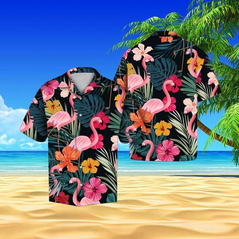 Flamingo Aloha Hawaiian Shirt - Flamingo Tropical Hawaiian Shirt, Hibiscus Tropical Hawaiian Shirt For Men & Women, Flamingo Lover