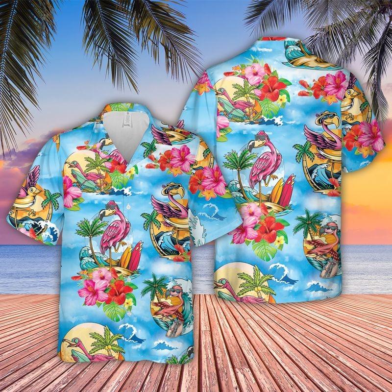 Flamingo Aloha Hawaiian Shirt - Pink Flamingo Hibiscus Flower Hawaiian Shirt, Cartoon Flamingo Hawaiian Shirt For Men & Women, Flamingo Lover