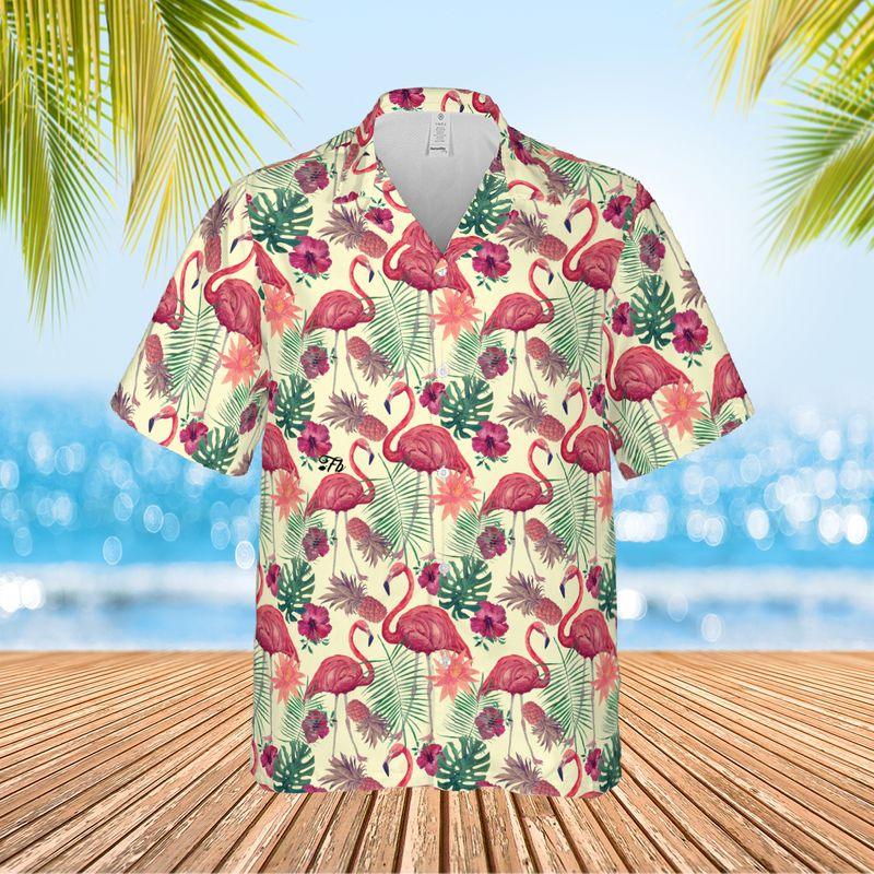 Flamingo Aloha Hawaiian Shirts For Summer, Tropical Theme Pattern Hawaiian Set For Men Women, Gift For Friend, Family, Flamingo Lovers - Image 2