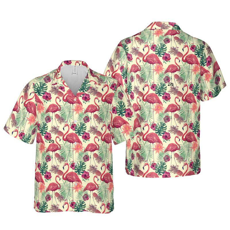 Flamingo Aloha Hawaiian Shirts For Summer, Tropical Theme Pattern Hawaiian Set For Men Women, Gift For Friend, Family, Flamingo Lovers - Image 5