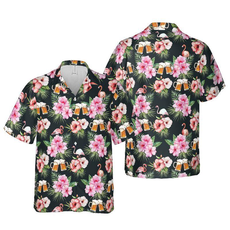 Flamingo And Beer Aloha Hawaiian Shirts For Summer, Tropical Hawaiian Shirt For Men Women, Beachwear Gift For Flamingo And Beer Lovers, Friend, Family - Image 4