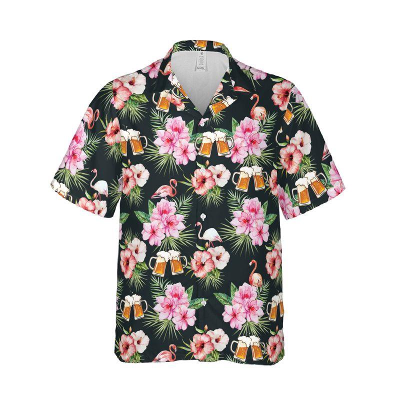 Flamingo And Beer Aloha Hawaiian Shirts For Summer, Tropical Hawaiian Shirt For Men Women, Beachwear Gift For Flamingo And Beer Lovers, Friend, Family - Image 5