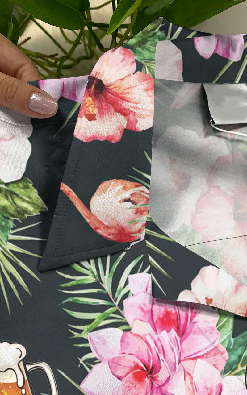 Flamingo And Beer Aloha Hawaiian Shirts For Summer, Tropical Hawaiian Shirt For Men Women, Beachwear Gift For Flamingo And Beer Lovers, Friend, Family - Image 7