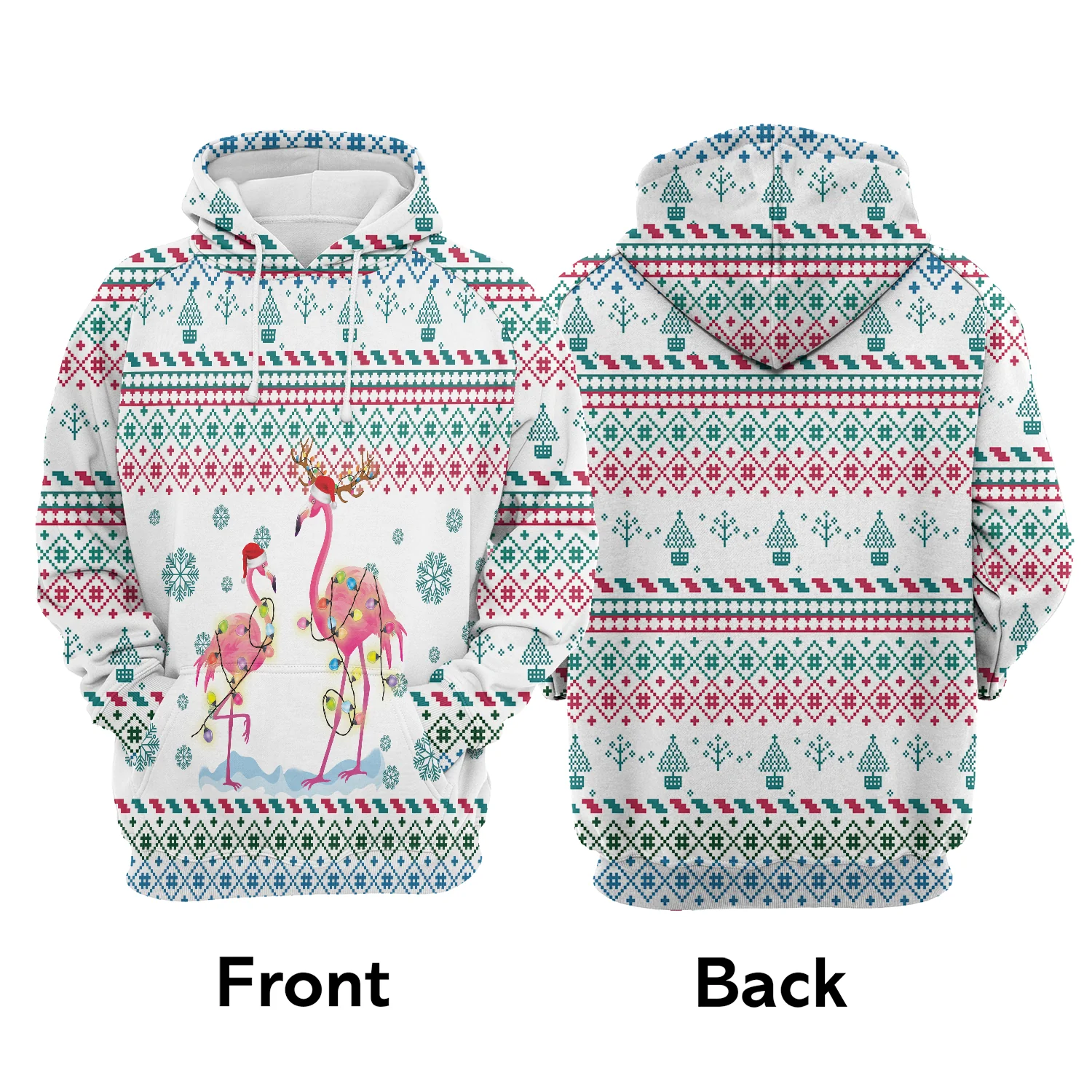 Flamingo Christmas Reunion Premium Christmas Hoodie, Funny Christmas Unisex Hoodie For Men & Women - Perfect Gift For Christmas, Friends, Family - Image 3