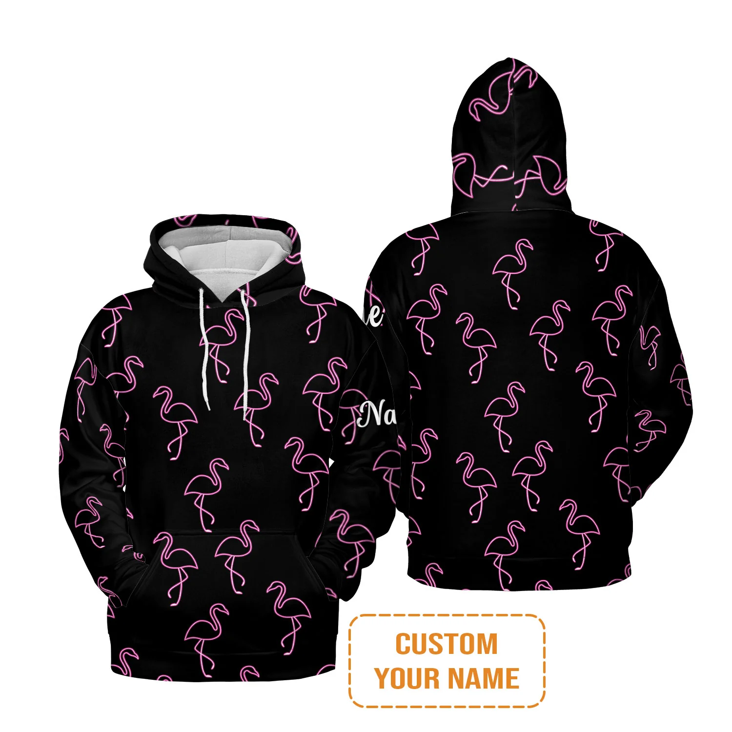 Flamingo Golf Men Polo Shirt - Custom Name Neon Pink Flamingos Pattern Apparel - Personalized Gift For Golf Lover, Team, Husband, Boyfriend, Men - Image 6