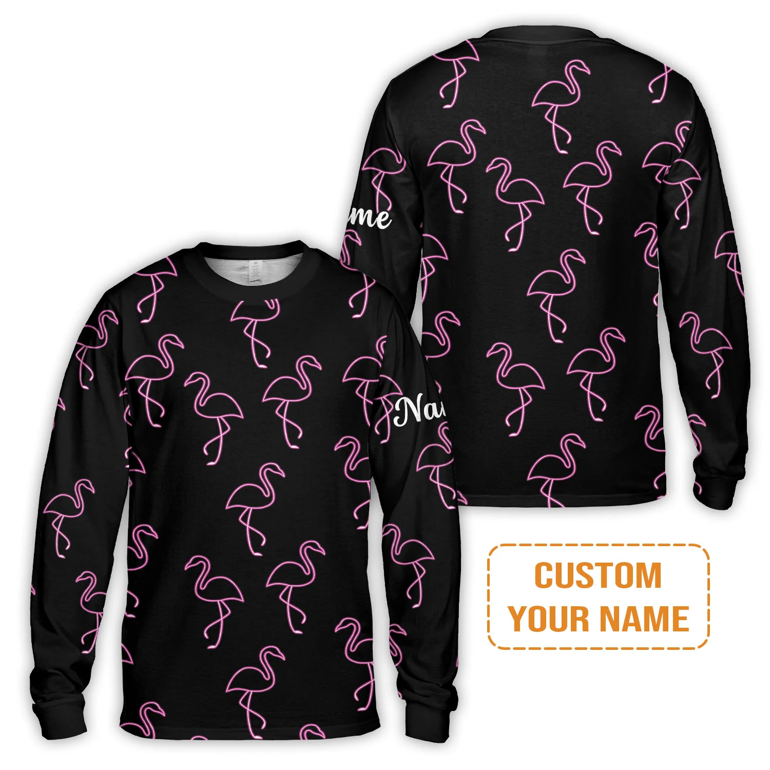 Flamingo Golf Men Polo Shirt - Custom Name Neon Pink Flamingos Pattern Apparel - Personalized Gift For Golf Lover, Team, Husband, Boyfriend, Men - Image 8