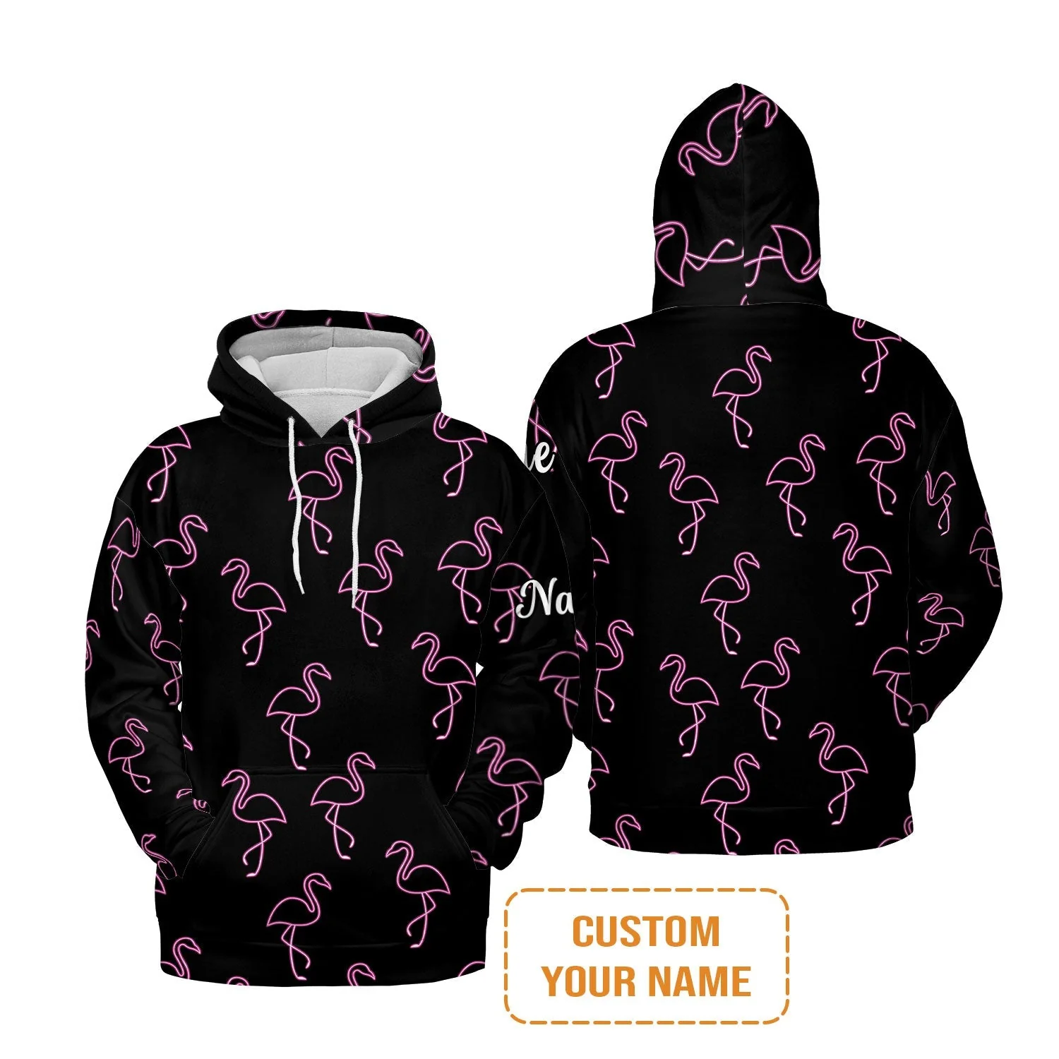 Flamingo Golf Sweatshirt - Custom Name Neon Pink Flamingos Pattern Apparel - Personalized Gift For Golf Lover, Team, Husband, Boyfriend, Men - Image 10