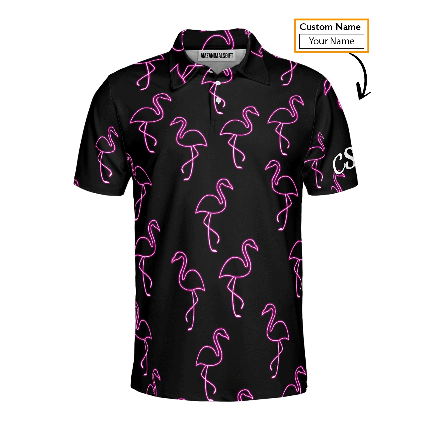 Flamingo Golf Sweatshirt - Custom Name Neon Pink Flamingos Pattern Apparel - Personalized Gift For Golf Lover, Team, Husband, Boyfriend, Men - Image 6