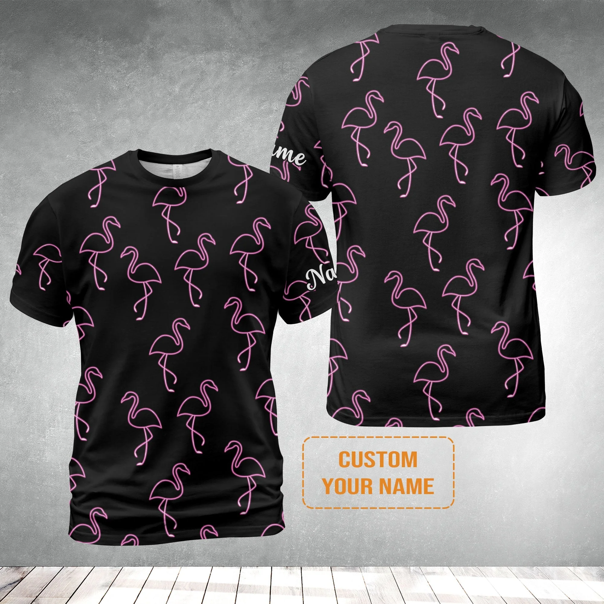 Flamingo Golf Sweatshirt - Custom Name Neon Pink Flamingos Pattern Apparel - Personalized Gift For Golf Lover, Team, Husband, Boyfriend, Men - Image 9