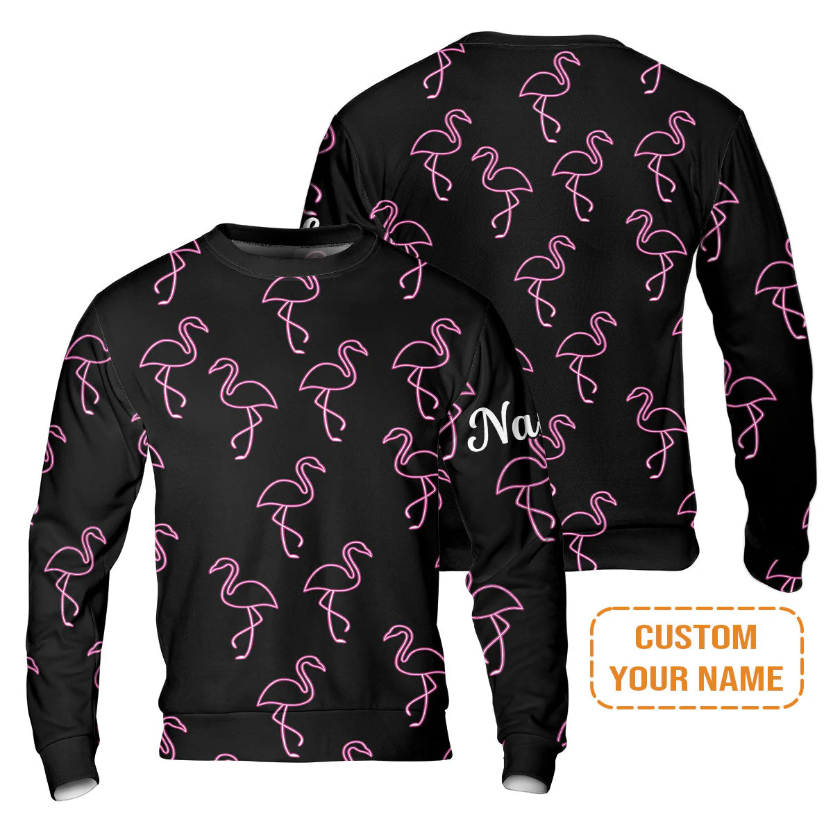 Flamingo Golf T-Shirt - Custom Name Neon Pink Flamingos Pattern Apparel T-Shirt - Personalized Gift For Golf Lover, Team, Husband, Boyfriend, Men - Image 12