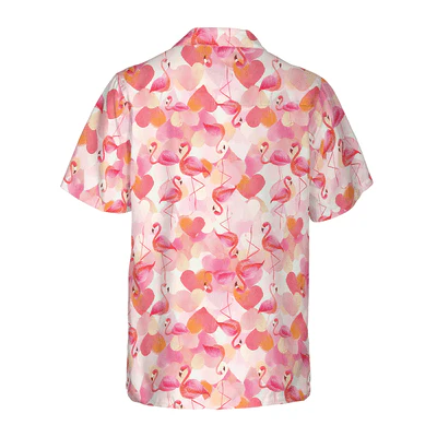Flamingo Hawaiian Shirt, Flamingo Heart Shape Aloha Shirt For Men - Perfect Gift For Men, Husband, Boyfriend, Friend, Family - Image 3