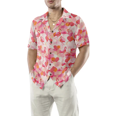 Flamingo Hawaiian Shirt, Flamingo Heart Shape Aloha Shirt For Men - Perfect Gift For Men, Husband, Boyfriend, Friend, Family - Image 5