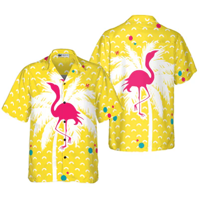Flamingo Hawaiian Shirt, Palm Tree Flamingo Aloha Shirt For Men - Perfect Gift For Men, Husband, Boyfriend, Friend, Family