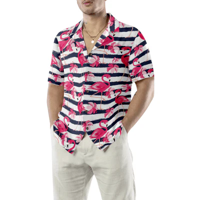 Flamingo Hawaiian Shirt, Tropical Flowers Flamingo Aloha Shirt For Men - Perfect Gift For Men, Husband, Boyfriend, Friend, Family - Image 5