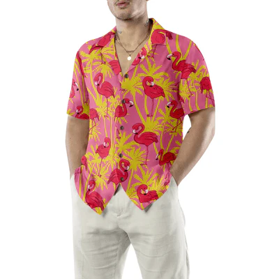 Flamingo Hawaiian Shirt, Tropical Palm Tree Flamingo Aloha Shirt For Men - Perfect Gift For Men, Husband, Boyfriend, Friend, Family - Image 5