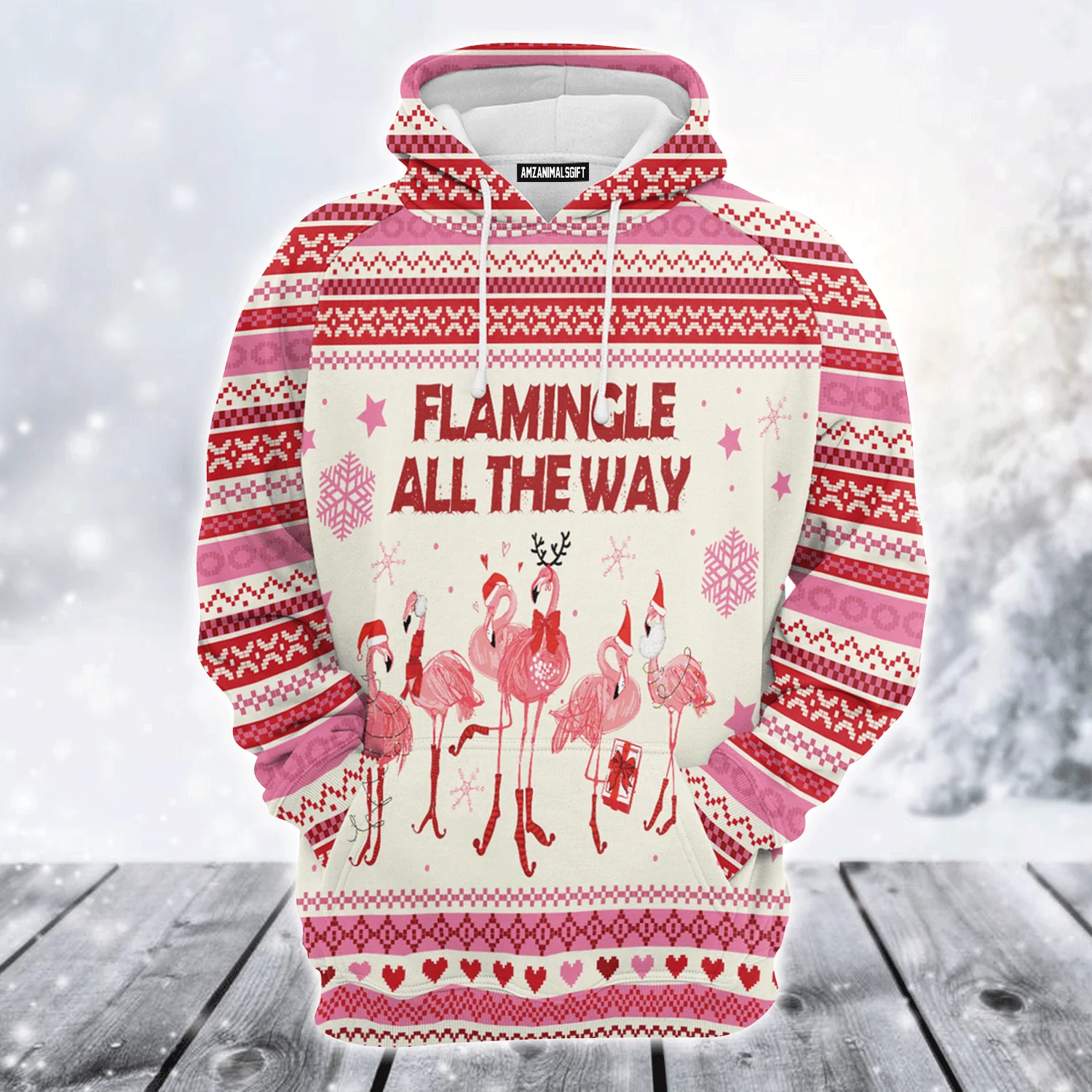 Flamingo Premium Christmas Hoodie, Flamingo Flamingle All The Way Unisex Hoodie For Men & Women - Perfect Gift For Christmas, Friends, Family