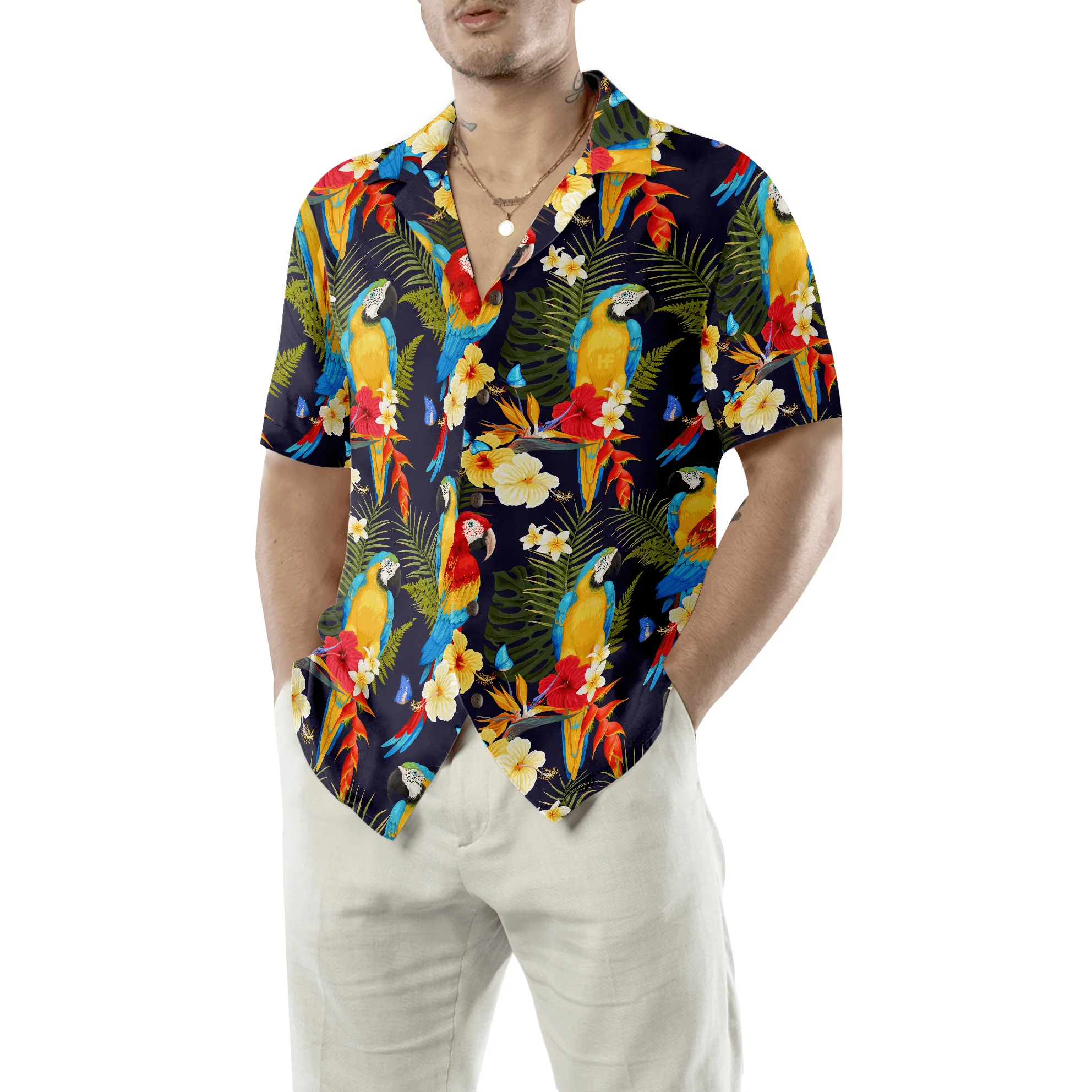 Flower And Parrot Hawaiian Shirt, Colorful Summer Aloha Shirts For Men Women, Perfect Gift For Husband, Wife, Boyfriend, Friend - Image 5