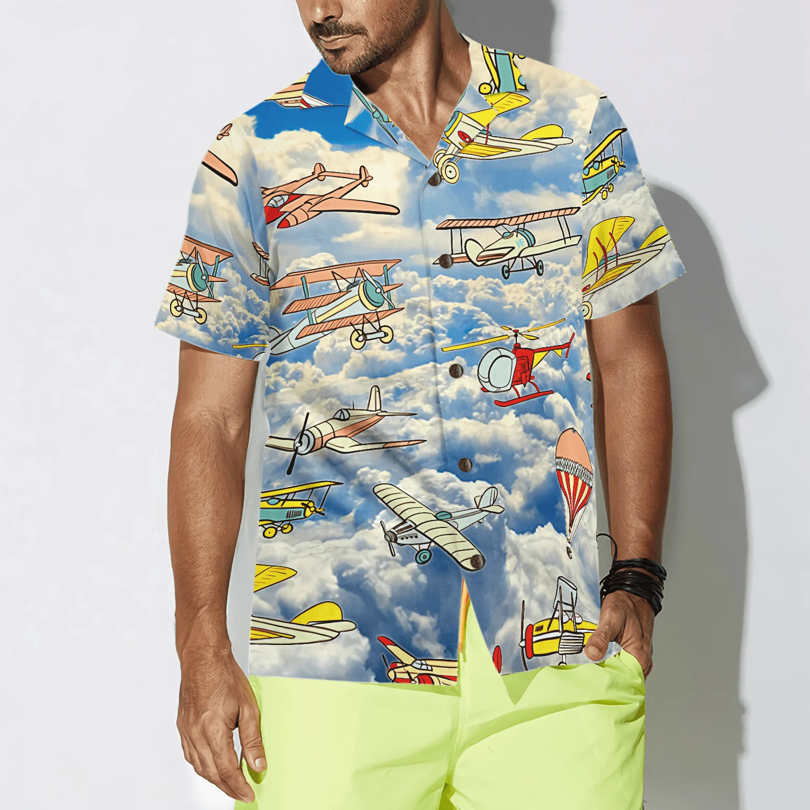 Fly Away Plane Sky Aloha Hawaiian Shirt For Summer, Colorful Shirt For Men Women, Perfect Gift For Friend, Team, Family, Plane Lovers, Fly Lovers - Image 4
