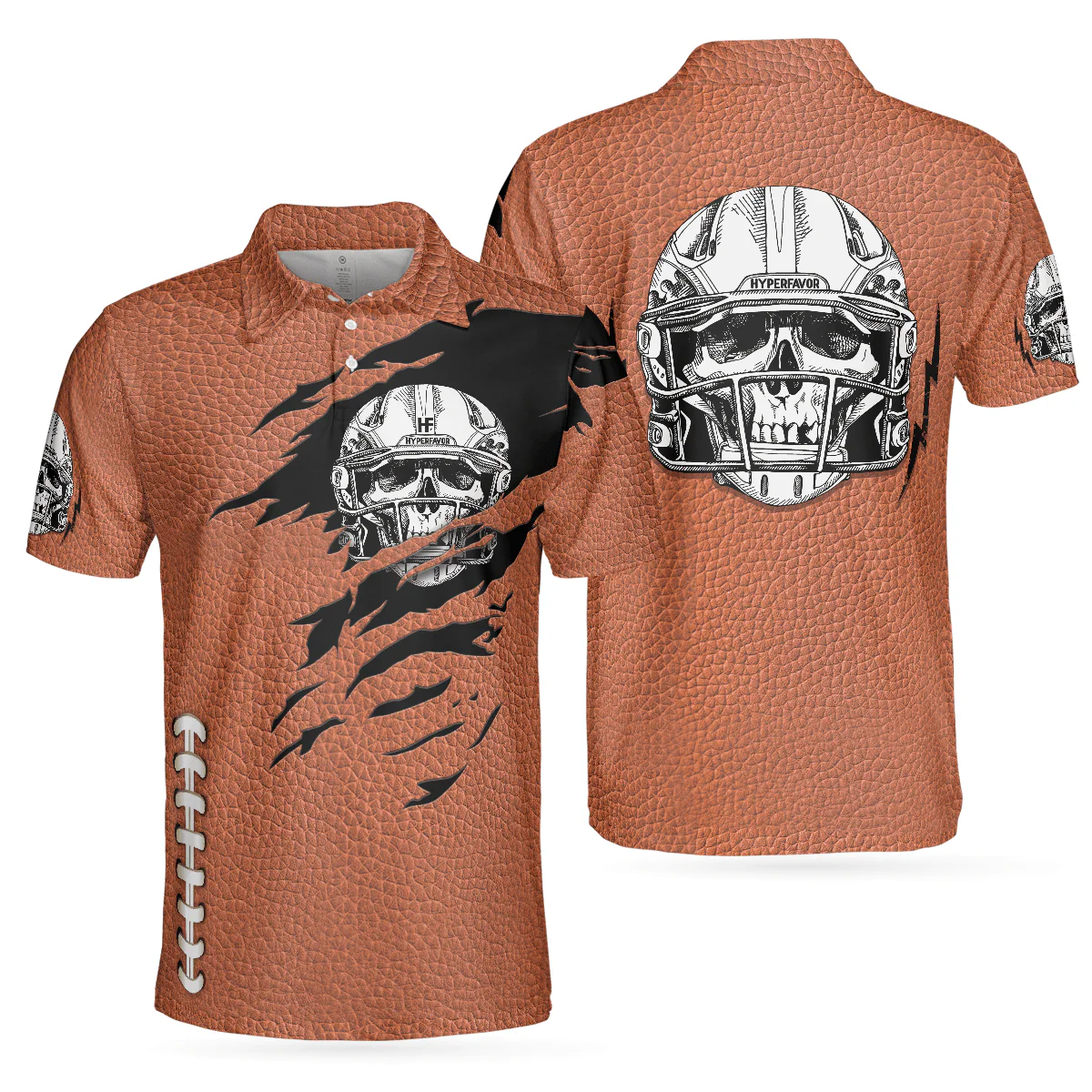 Football Men Polo Shirt, American Football Texture, Skull Football Player Polo Shirt - Gift For Men, American Football Lovers