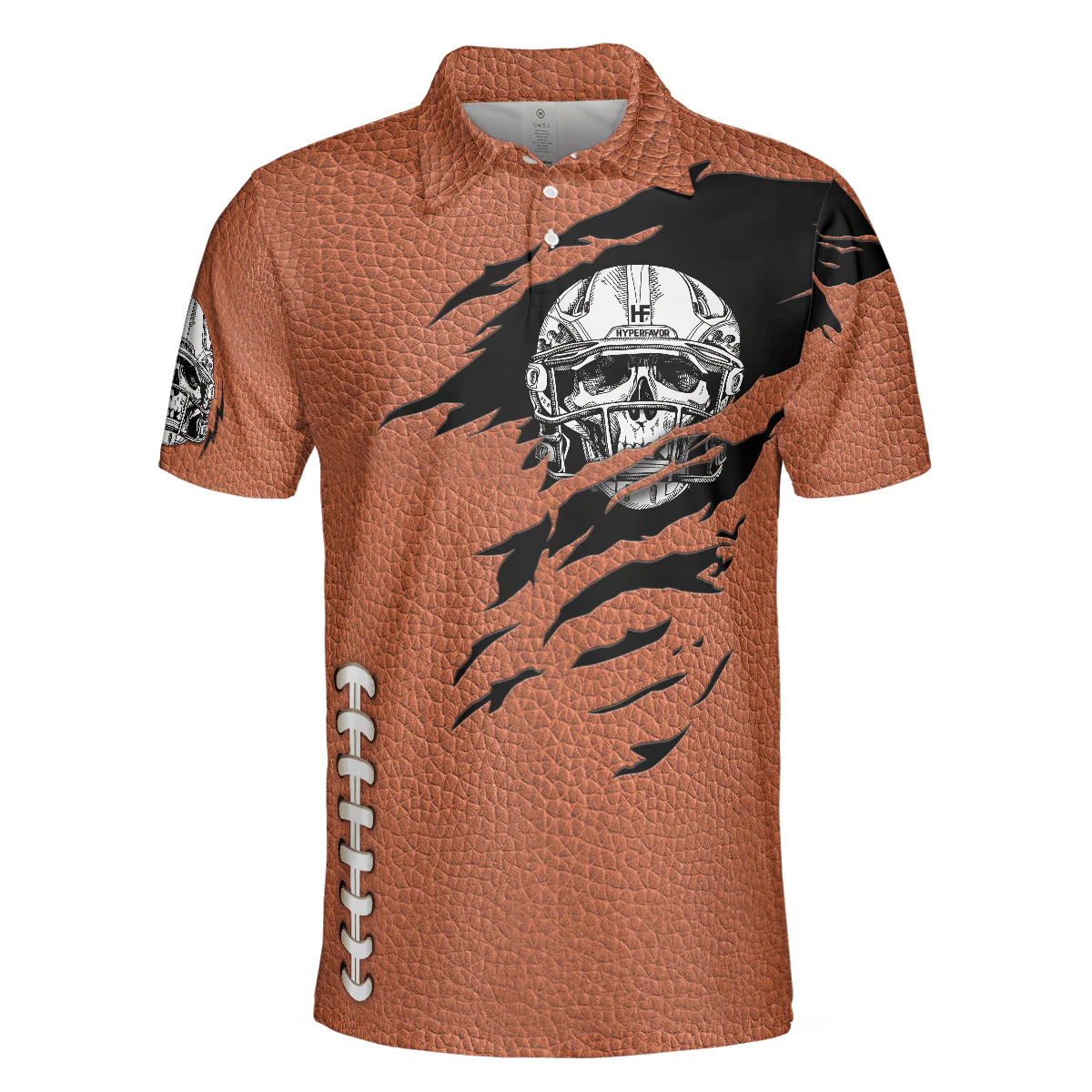 Football Men Polo Shirt, American Football Texture, Skull Football Player Polo Shirt - Gift For Men, American Football Lovers - Image 3