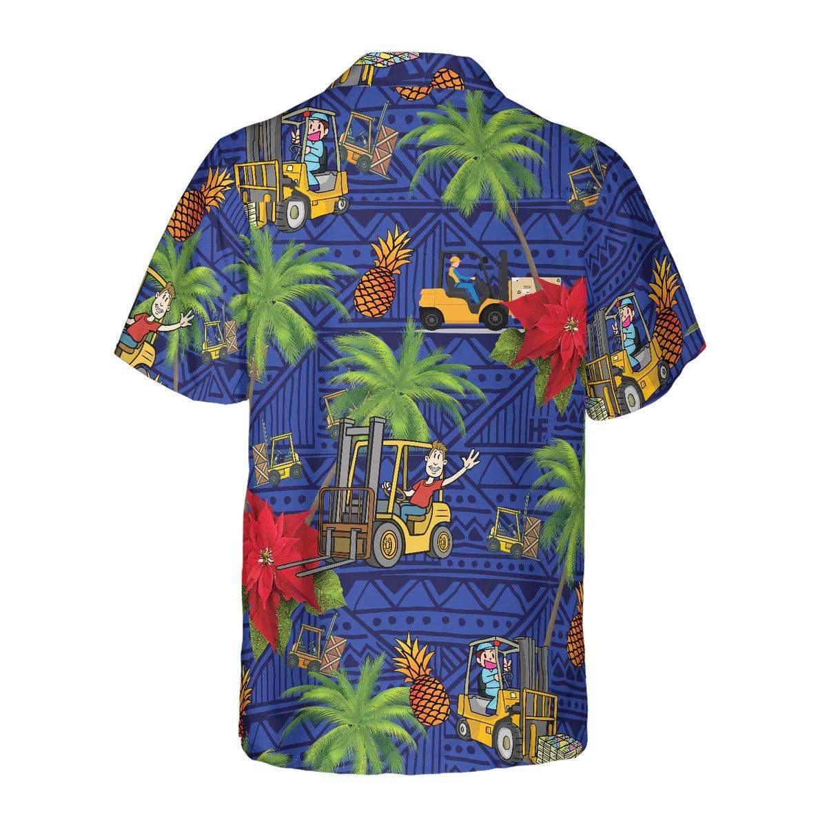 Forklift Life Hawaiian Shirt, Tropical Floral, Tropical Leaves Aloha Shirt - Perfect Gift For Men, Forklift, Family, Friends - Image 2