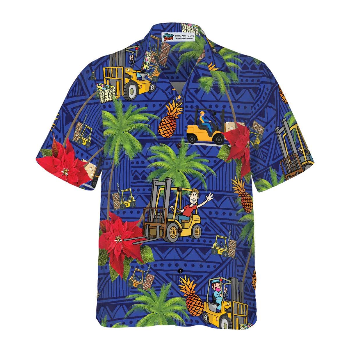 Forklift Life Hawaiian Shirt, Tropical Floral, Tropical Leaves Aloha Shirt - Perfect Gift For Men, Forklift, Family, Friends - Image 3