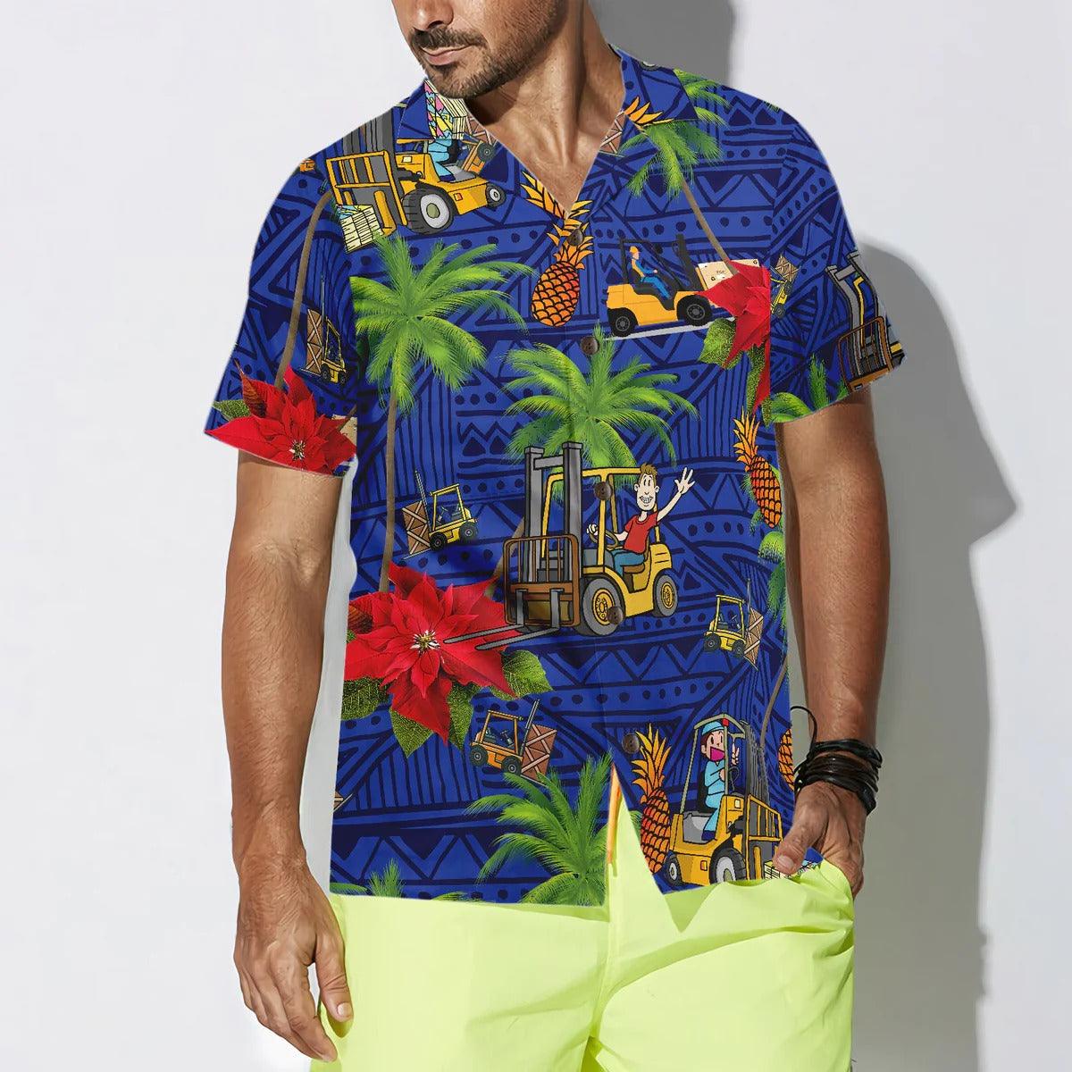 Forklift Life Hawaiian Shirt, Tropical Floral, Tropical Leaves Aloha Shirt - Perfect Gift For Men, Forklift, Family, Friends - Image 4