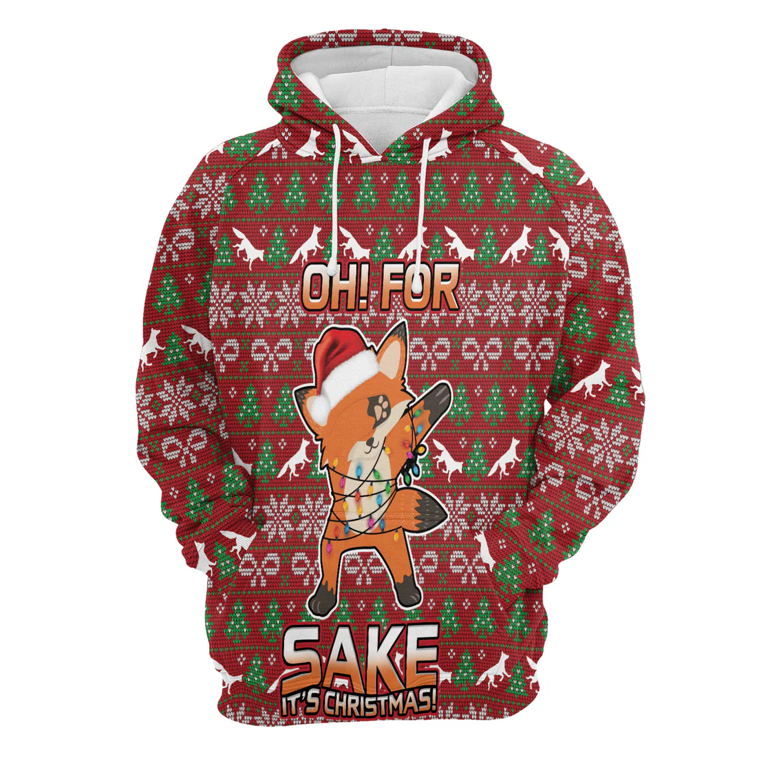 Fox Premium Christmas Hoodie, Oh For Fox Sake  It's Christmas Unisex Hoodie For Men & Women - Perfect Gift For Christmas, Friends, Family - Image 4