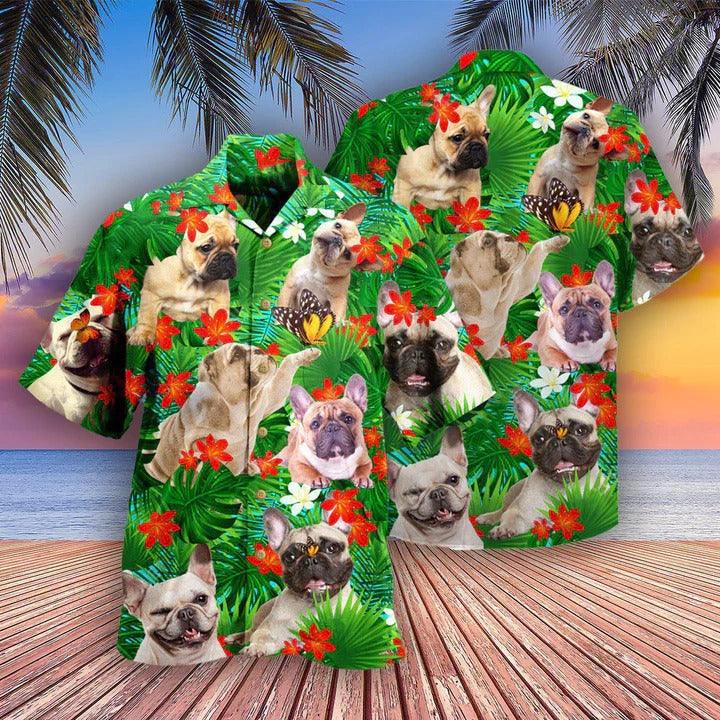 French Bulldog Aloha Hawaii Shirt - French Bulldog And Blooming Tropical Flowers Hawaiian Shirt For Summer - Perfect Gift For Dog Lovers, Friend, Family