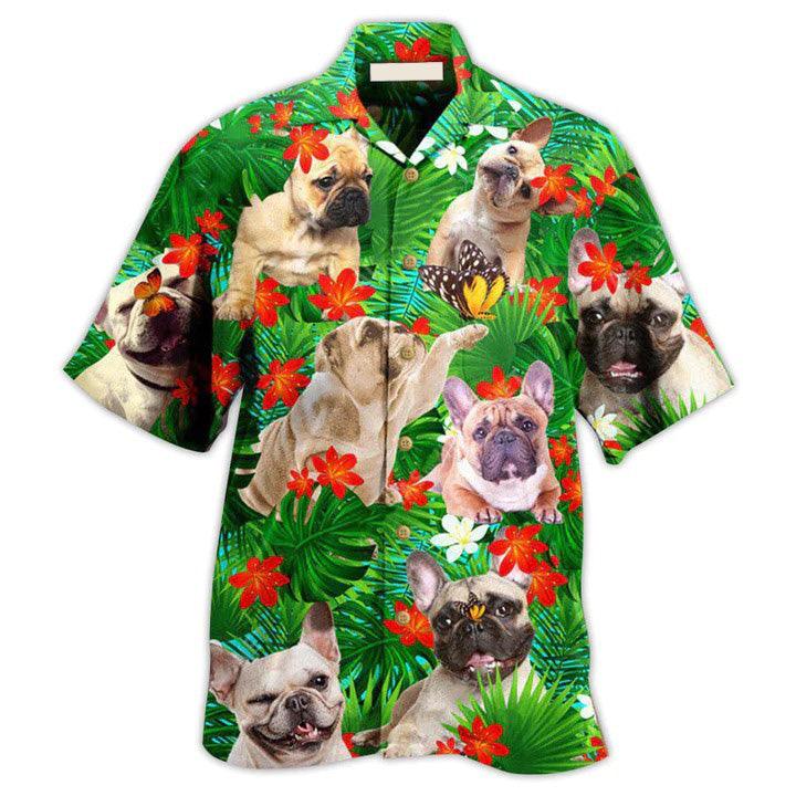 French Bulldog Aloha Hawaii Shirt - French Bulldog And Blooming Tropical Flowers Hawaiian Shirt For Summer - Perfect Gift For Dog Lovers, Friend, Family - Image 2