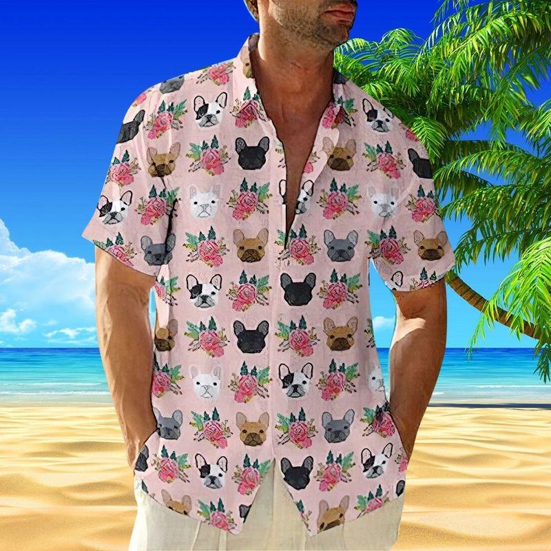 French Bulldog Aloha Hawaiian Shirt - French Bulldog Face Hawaiian Shirt, Tropical Pattern Hawaiian Shirt For Men & Women, French Bulldog Lover