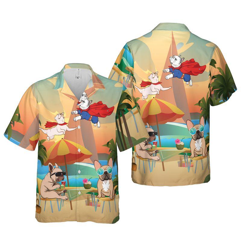French Bulldog Aloha Hawaiian Shirts For Summer, Tropical Hawaiian Set Holiday Outfits For Men Women, Gift For Friend, Dog Lovers, Dog Mom Dad, Family - Image 5